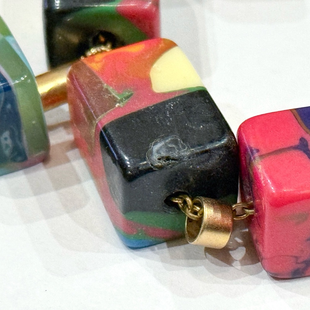 Unique Resin Necklace Beaded with Colorful Square Cube Chunks - Picture 16 of 16